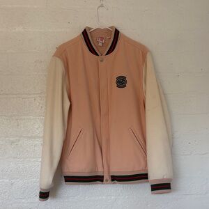 Lacoste Peach and Cream Retro Varsity Jacket